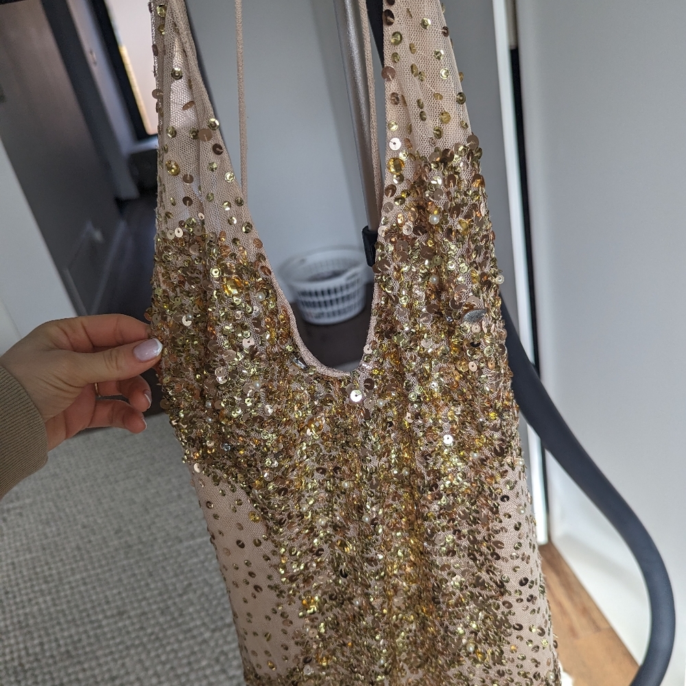 COPY - Basix Black Label Halter Sequin Dress Open Back size 2